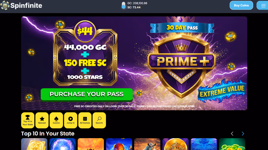 Spinfinite homepage image